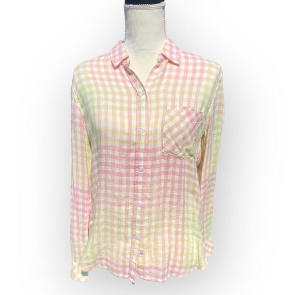 Rails Charlie Button Down Long Sleeve Lemonade Pastel Linen Blend Top - Picture 6 of 11